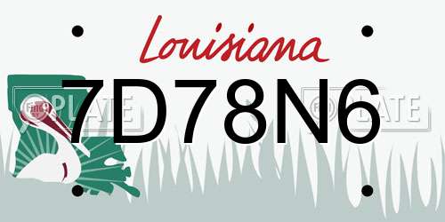 7D78N6 Louisiana License Plate