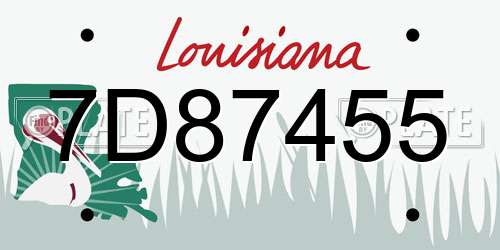 7D87455 Louisiana License Plate