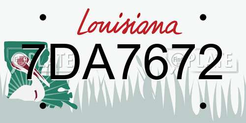 7DA7672 Louisiana License Plate