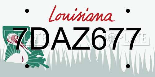 7DAZ677 Louisiana License Plate