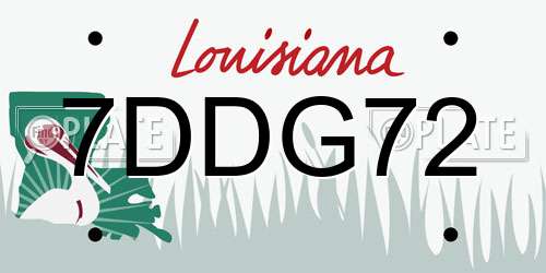 7DDG72 Louisiana License Plate