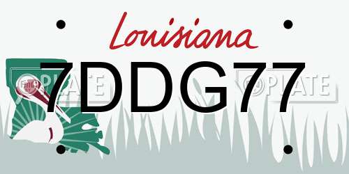7DDG77 Louisiana License Plate
