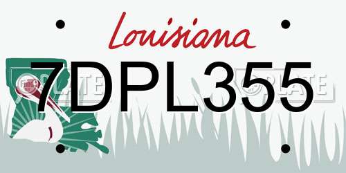 7DPL355 Louisiana License Plate