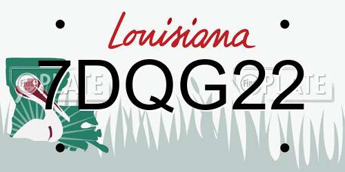 7DQG22 Louisiana License Plate