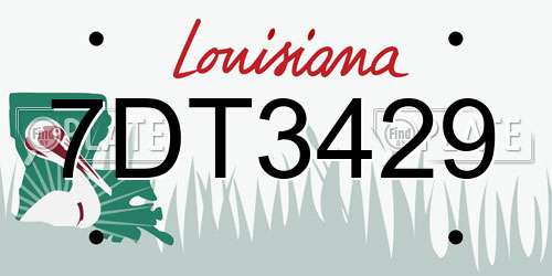 7DT3429 Louisiana License Plate