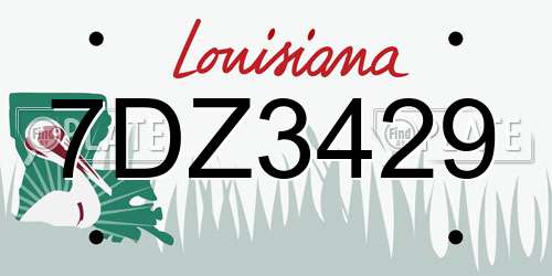 7DZ3429 Louisiana License Plate