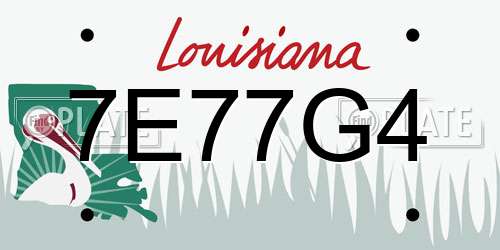 7E77G4 Louisiana License Plate