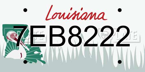 7EB8222 Louisiana License Plate