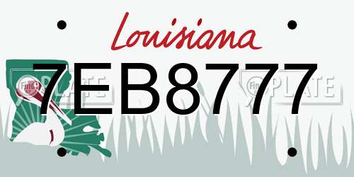7EB8777 Louisiana License Plate