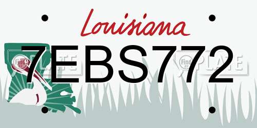 7EBS772 Louisiana License Plate