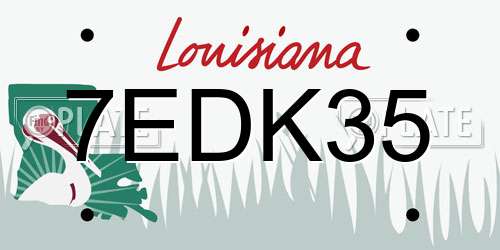 7EDK35 Louisiana License Plate