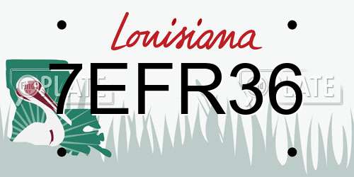 7EFR36 Louisiana License Plate