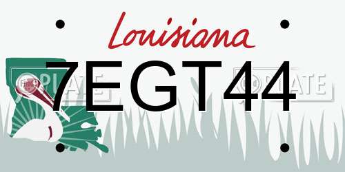 7EGT44 Louisiana License Plate