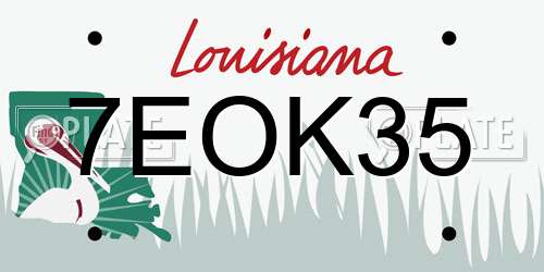 7EOK35 Louisiana License Plate
