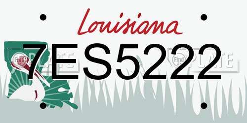 7ES5222 Louisiana License Plate