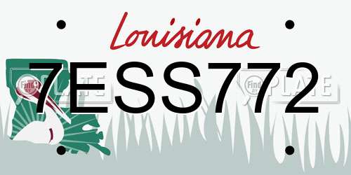 7ESS772 Louisiana License Plate