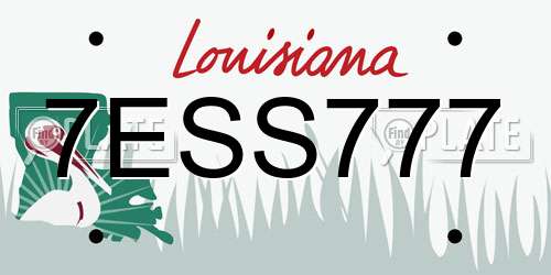 7ESS777 Louisiana License Plate