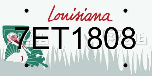 7ET1808 Louisiana License Plate