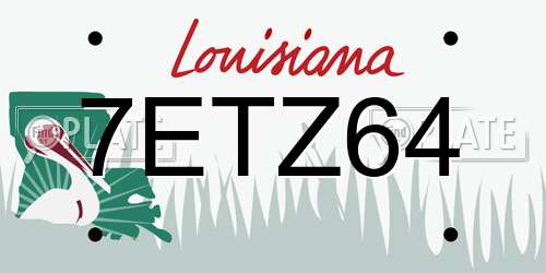 7ETZ64 Louisiana License Plate