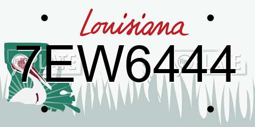 7EW6444 Louisiana License Plate