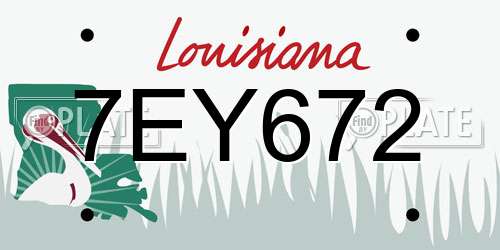7EY672 Louisiana License Plate