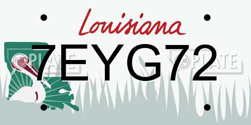7EYG72 Louisiana License Plate