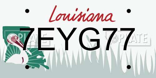 7EYG77 Louisiana License Plate