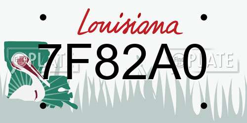7F82A0 Louisiana License Plate