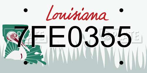 7FE0355 Louisiana License Plate