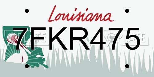 7FKR475 Louisiana License Plate