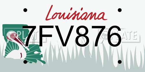 7FV876 Louisiana License Plate