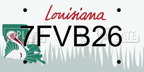 7FVB26 Louisiana License Plate