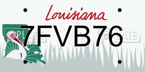 7FVB76 Louisiana License Plate