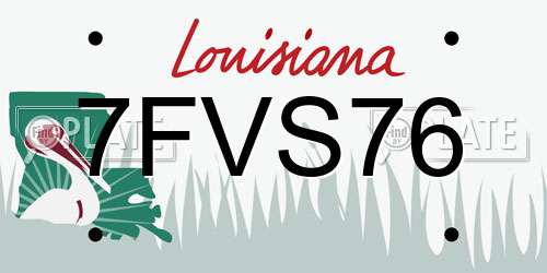7FVS76 Louisiana License Plate