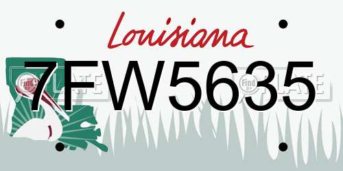 7FW5635 Louisiana License Plate
