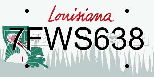 7FWS638 Louisiana License Plate
