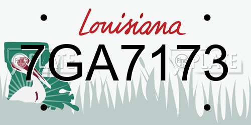 7GA7173 Louisiana License Plate