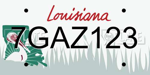 7GAZ123 Louisiana License Plate