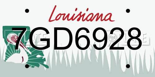 7GD6928 Louisiana License Plate