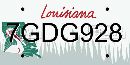 7GDG928 Louisiana License Plate