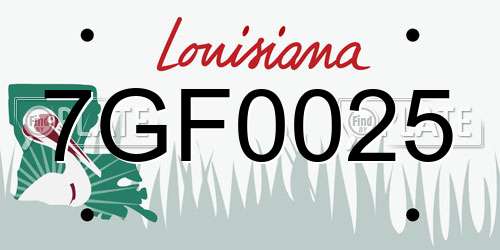 7GF0025 Louisiana License Plate