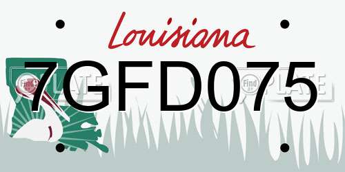 7GFD075 Louisiana License Plate