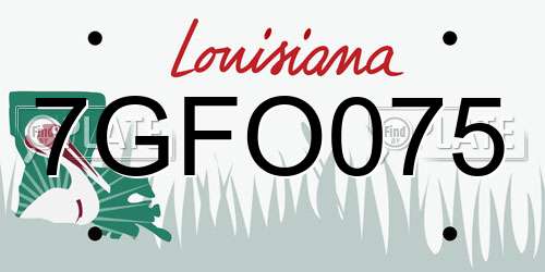 7GFO075 Louisiana License Plate