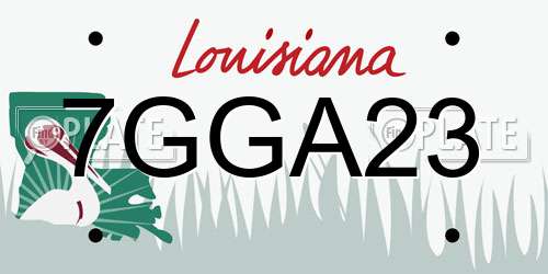 7GGA23 Louisiana License Plate