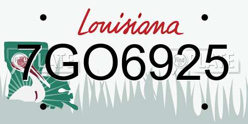 7GO6925 Louisiana License Plate