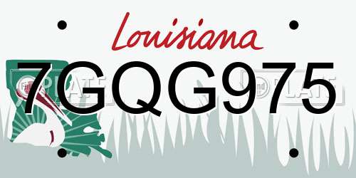 7GQG975 Louisiana License Plate