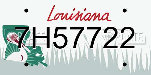7H57722 Louisiana License Plate