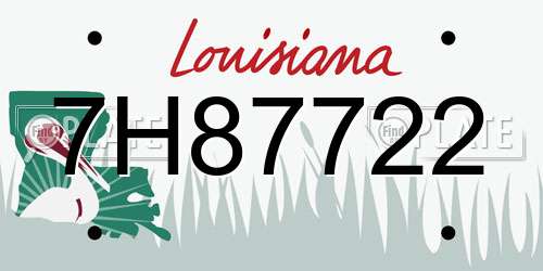 7H87722 Louisiana License Plate