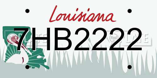 7HB2222 Louisiana License Plate