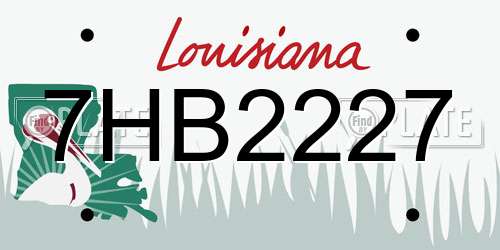 7HB2227 Louisiana License Plate